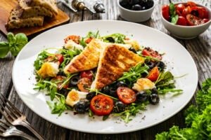 Greek Salad with Grilled Halloumi