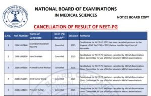 NEET PG 2025 परिणाम रद्द