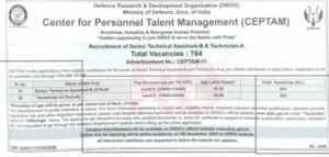 DRDO CEPTAM 11 Recruitment 2025