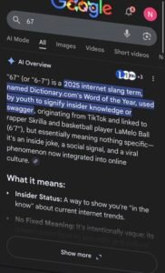 Google Joins the 67 Phenomenon