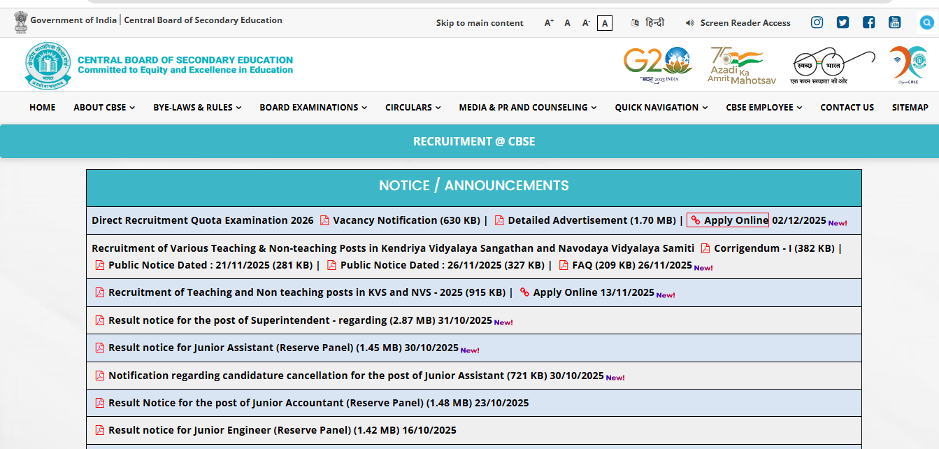 CBSE Recruitment 2025