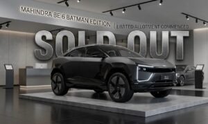 Make a showroom-style photo in Ultra HD with this news title- Mahindra BE 6 Batman Edition sold out