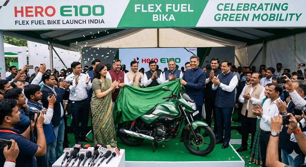 Hero E100 Flex Fuel Bike Launch in India